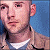 A pixelated contact sheet showing two frames of an animated icon with a person on the left and green text on a dark background on the right.