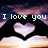 A pixelated image shows a heart-shaped hand gesture against a sunset sky, with text reading "I love you Brewster!!!" above and "<33333" below.