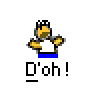 Pixelated cartoon character with yellow face and arms, white shirt, blue pants, standing against gray background with red text 'badass buddy .com' on right side.