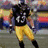 Four- shows a football player in black and yellow uniform, helmet close-up, and Steelers logo with diamond symbols