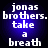 Pixelated text on a blue gradient background reads 'jonas brothers. take a breath' in white block letters.