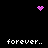 Pixelated icon with black background, white text, and pink animated elements.