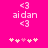 Pixelated pink background with white text 'aidan' flanked by '<3' symbols and a of heart icons below