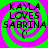 Four identical display text over a green and pink spiral background with a small curved symbol beneath the names