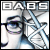 Pixelated icon shows stylized 'BABS' text above abstract blue and white shapes with a partial eye and glasses detail.