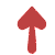 Red arrow-shaped icon with white outline on gray background, rendered in low-resolution pixel art style.