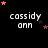 Pixelated text 'cassidy ann' with shifting star positions on a black background, animated