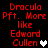 Red pixelated text on black background reads "Dracula Pft. More like Edward Cullen" with a heart symbol, showing animation where the heart changes from white to gray.