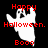 A 48x48 pixel animated contact sheet showing three Halloween-themed ghost icons with red text, arranged in a 2x2 grid on a black background with one gray placeholder cell.