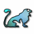 Pixelated blue cat-like creature with curled tail on white background, next to green text reading Original Icons .com.