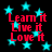 Red text 'Learn it Live it Love it' repeated four times on a black background with cyan stars, each instance slightly offset.
