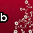 Red background with white floral patterns and black text characters changing across frames.
