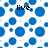 Blue circular shapes on white background with pixelated text reading 'live. your own.' and 'life.' in different positions.