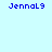 Four display the text 'JennaL9' in blue pixelated font against light blue, peach, red, and light brown backgrounds