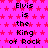 A static image with a bright pink background covered in small red stars, displaying repeated text "Elvis is the King of Rock" in black pixelated font.