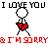 Pixelated static buddy icon featuring a stick figure with a heart-shaped torso, displaying text above and below the figure.