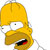 Pixelated yellow cartoon character with large nose, wide eyes, and open mouth showing black interior with red tongue detail.