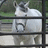A pixelated image of a white horse behind black metal bars with green foliage in the background, next to cyan text reading "Perk!!".