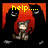 Pixel art of a red-haired figure in distress with text above, set against dark background and dripping orange-red border.