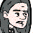 Pixelated cartoon character with dark hair and light skin displays six distinct facial expressions across a