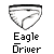 Pixelated icon shows white shield with black outline and diagonal line, below which is text 'Eagle Driver' in blocky font on gray background.