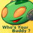 Green pixelated character with large orange eyes and red mouth on yellow background, text below reads 'Where is your buddy?'