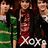 Pixelated image of three people with text overlays including 'Jonas Brothers', 'Xoxo', and '<3<3<3' on a black background.