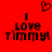Red background with black pixelated text reading "I LOVE TIMMY!" and a heart symbol above the text.
