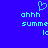 Pixelated blue background with light blue text and a heart symbol, showing partial text reading 'ahhh summe' and 'lc' in a