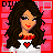 Pixel art of a woman with long dark brown hair wearing a white top with red heart patterns, set against a pink background with 'DIY' and 'DIVA' text elements