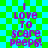 Green and blue checkered background with purple text reading "I Love TO scare peeps!" in two identical vertical