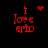 Red pixelated text 'I Love erin' on black background with animated red heart and starburst symbols above the text.