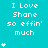 Cyan background with white text reading "I Love Shane so effin' much" and varying numbers of small white stars below the text.