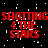 Red text reading "SHOOTING 4 THE STARS" on a black background with white pixelated stars, featuring repeated patterns and partial gray area.