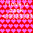 Red background with repeating pink heart pattern, white text reading "I love u zack <3333333" in two identical horizontal