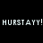 Four quadrants display 'HURSTAYY!' text in pixelated white font against black, purple, pink, and dark purple backgrounds with no animation changes.