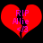 Red broken heart with pink text 'RIP Allie 4/3' on black background, two identical frames shown.