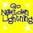 Yellow background with white stars and blue text reading "Go Nartown Lightning" in four identical quadrants.