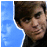 A four- shows a person with brown hair against a blue background, with text and symbols changing