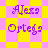 Purple text 'Alexa Ortega' on yellow and pink checkered background with diamond pattern variations across four