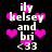 Pixelated text and pink hearts on black background, with repeated 'ily kelsey and bri <33' phrases in white font.