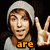 six pixelated images shows a person in a light gray beanie and shirt making a peace sign with their right hand, with overlaid text reading 'are you having a sweet sweet heart?? good time'