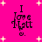 Bright pink background with scattered white plus-shaped stars; four identical text-based icons arranged in a , each displaying "I love you." in stylized black lettering