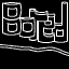 Black and white pixelated text logo with stylized characters over a wavy line on black background, displayed as two frames in contact sheet layout.