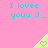 Pink background with cyan text "I lovee youu ;]" repeated across the image and light green triangles containing pink hearts.