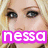 A pixelated image of a person with blonde hair and dark eyes, featuring a pink text overlay reading 'nessa' in the lower-left portion.