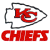 Static pixel art icon featuring a red 'KC' monogram inside a black-outlined arrowhead shape above bold red text reading CHIEFS on white background.