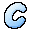 Four pixelated light blue C-shaped icons with black outlines arranged in a on gray background