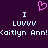 Pixelated icon with purple background, pink heart symbol above text reading "I LUUVV Caitlyn Ann!" in light blue.
