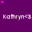 Purple background with repeated white text 'Kathryn<3' and scattered pink stars, some stars appear to move across frames.